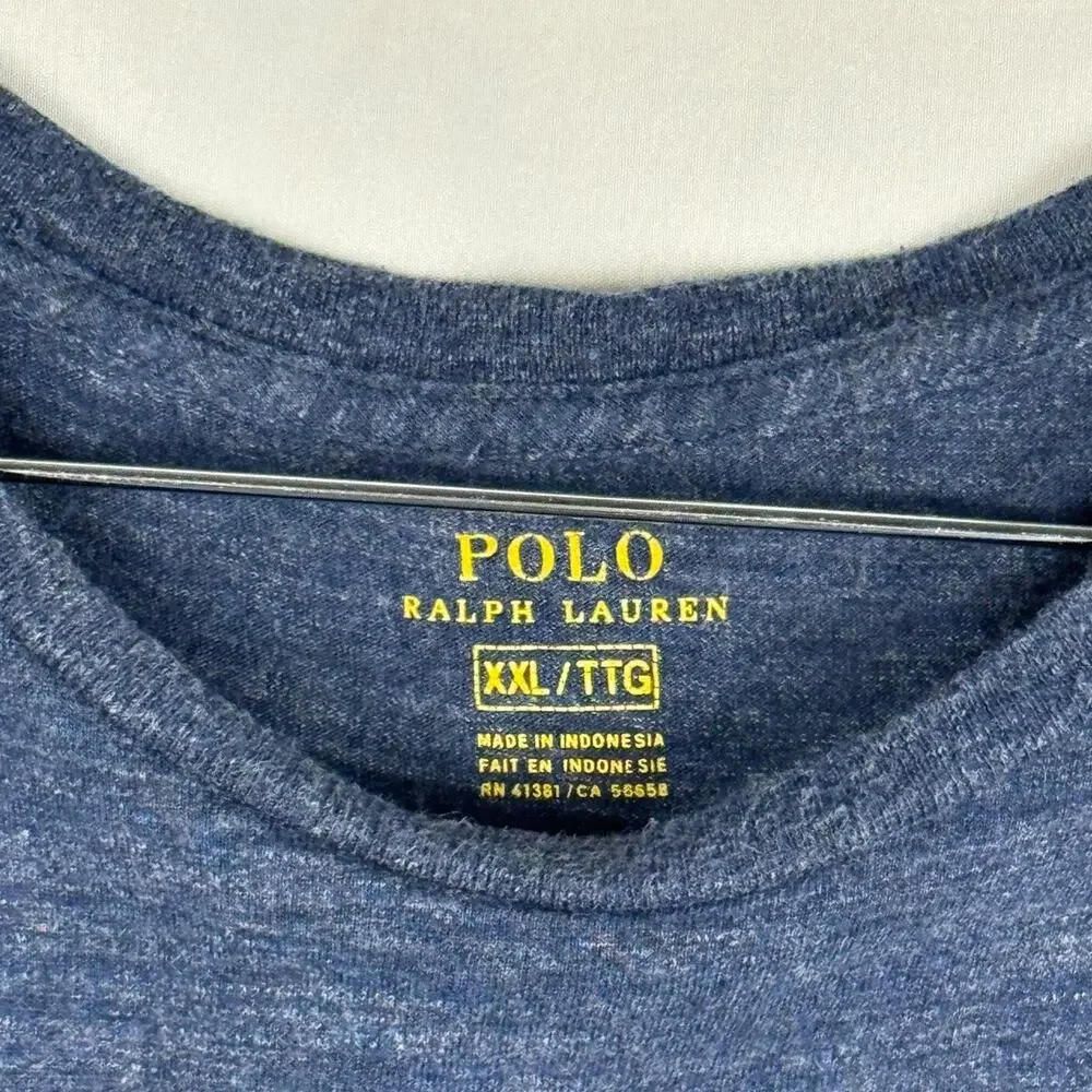 Polo Ralph Lauren Blue Jersey Cotton Long Sleeve Crew Neck Top‎ SZ XXL Casual